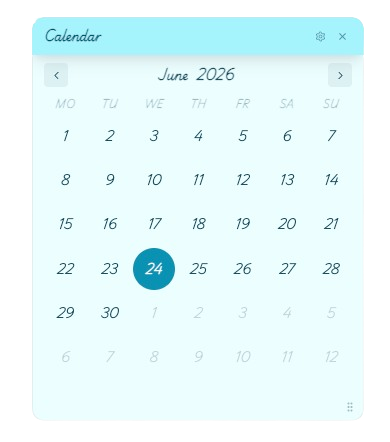 Calendar mini app screenshot